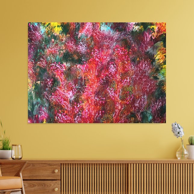 Lienzo Colorful Abstract Floral Painting on Canvas (Insitu (Sala de estar))