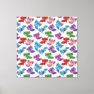 Lienzo Colorful_Axolotl_Friends_Seamless_Pattern