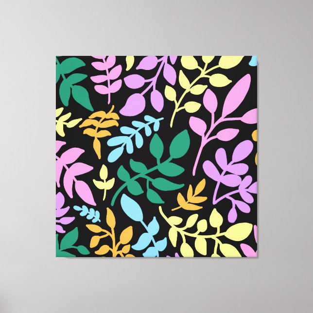 Lienzo Colorful foliage in black background (Anverso)