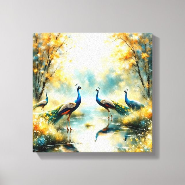 Lienzo Colorful Peacocks Canvas Art (Anverso)