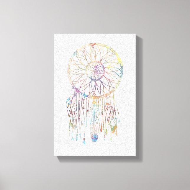 Lienzo Colorida acuarela Whimsical Dreamcatcher (Anverso)