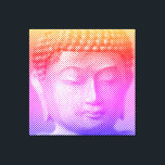 Lienzo Colorida estatua de Buda Face formada por líneas<br><div class="desc">La cara de Siddhartha Gautama,  Buda,  con efecto esculpido. Imagen formada por líneas de ancho variable. Idea de regalo para personas que aman el arte asiático y la espiritualidad.</div>