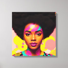 Lienzo Colorida Mujer Negra Afro Pop Art