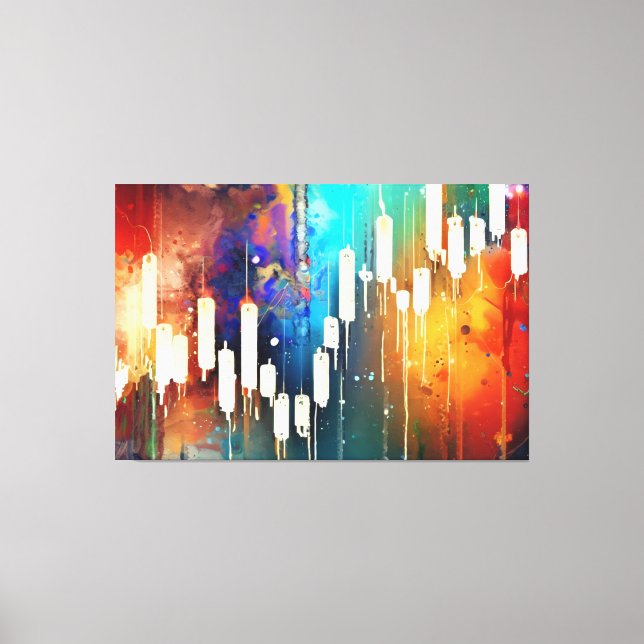 Lienzo Colorida pintura abstracta de candelabros (Anverso)
