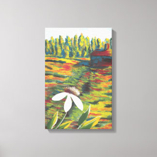 Lienzo Colorida pintura de flores en la pradera