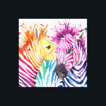 Lienzo Coloridas Cebras Gran acuarela Imprimir tela de ar<br><div class="desc">Desafortunadamente para mí me he enamorado de otro artista fenomenal cuyas Imágenes quiero comprar docenas por ti; sin embargo, como pago entre $50.00 y $100.00 de licencia extendida cada uno para usar legalmente el arte en mis productos de Zazzle por ti, he comprado ocho ahora y unos cuantos más cada...</div>