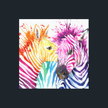 Lienzo Coloridas Cebras Gran acuarela Imprimir tela de ar<br><div class="desc">Desafortunadamente para mí me he enamorado de otro artista fenomenal cuyas Imágenes quiero comprar docenas por ti; sin embargo, como pago entre $50.00 y $100.00 de licencia extendida cada uno para usar legalmente el arte en mis productos de Zazzle por ti, he comprado ocho ahora y unos cuantos más cada...</div>