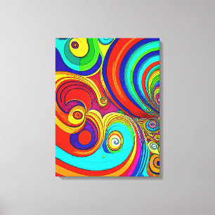 Lienzo Coloridas Y Groovy Arcoiris Swirls