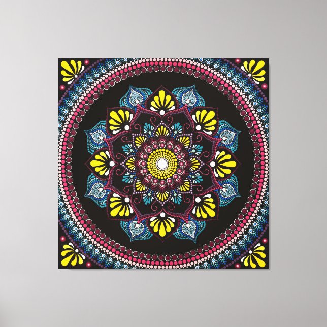 Lienzo Colorido Dot Art Mandala | Boho de geometría sagra (Anverso)