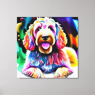 Lienzo Colorido esbozo Goldendoodle