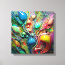 Lienzo Colorido, fluido, brillante, burbujas
