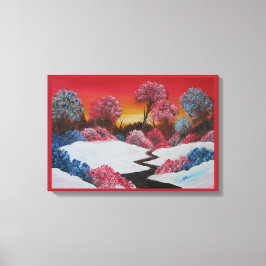 Lienzo Colorido invierno Snowy Red Sunset Canvas Print