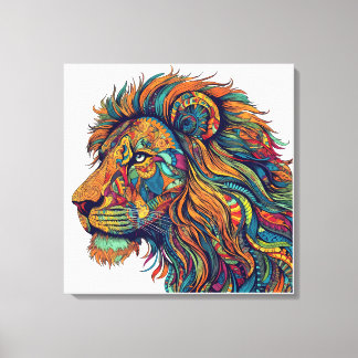 Lienzo Colorido Lion Canvas Wall Art Tribal León Pintura