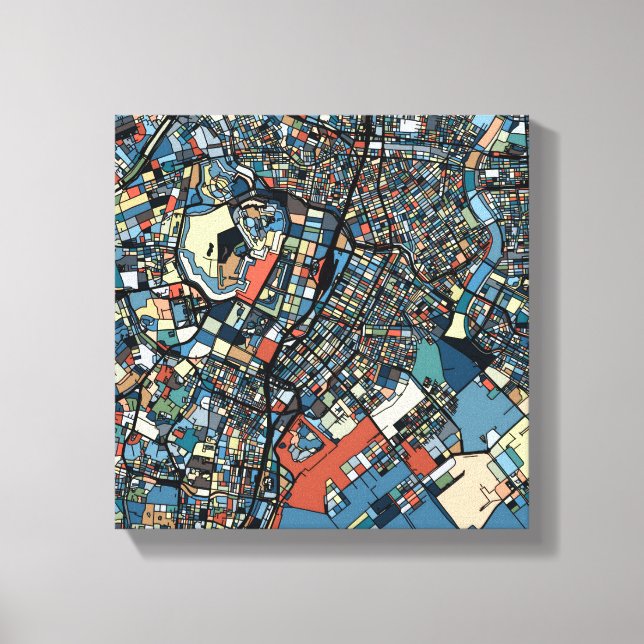 Lienzo Colorido mapa de Tokio (Anverso)