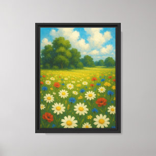 Lienzo Colorido Muro de Mapa de Flor Silvestre
