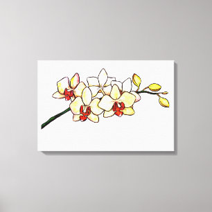 Lienzo colorido pintura orquídea flores amarillas zen