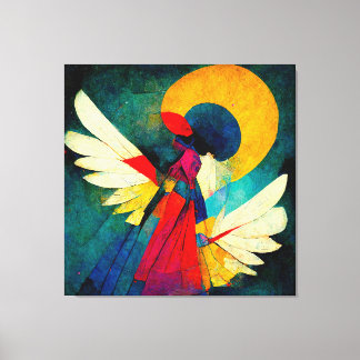 Lienzo Colorido Resumen Angel Wood Wall Art