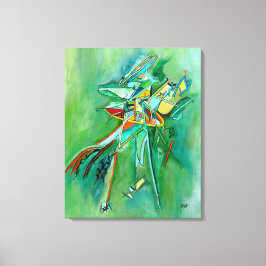 Lienzo Colorido Resumen Línea Bella Artes Verde Amarillo 