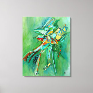 Lienzo Colorido Resumen Línea Bella Artes Verde Amarillo 