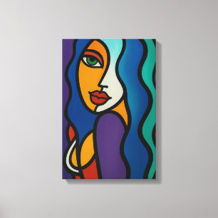 Lienzo Colorido Resumen Mujer Pop Art Canvas Imprimir