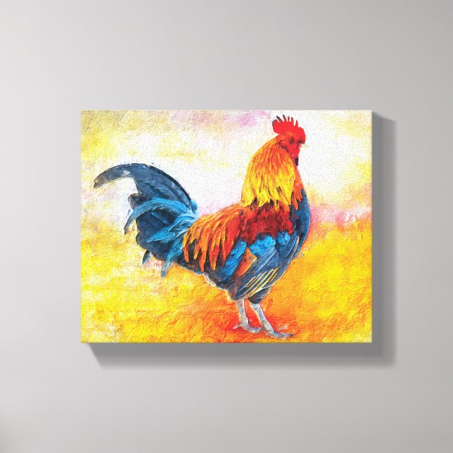 Lienzo Colorido Rooster Digital Art Painting (Anverso)