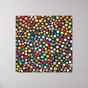 Lienzo Coloridos puntos de polka en un fondo oscuro