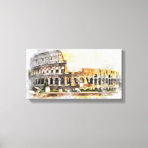 Lienzo Colosseo Roma Ruin Arena Arena de tela Dibujo de p