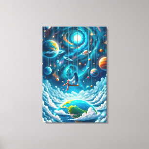 Lienzo Columpio Celestial: Sueños sobre la Tierra Impreso