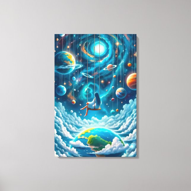 Lienzo Columpio Celestial: Sueños sobre la Tierra Impreso (Anverso)