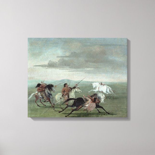 Lienzo Comanche Feats of Martial Horsemship, 1834 (aceite (Anverso)