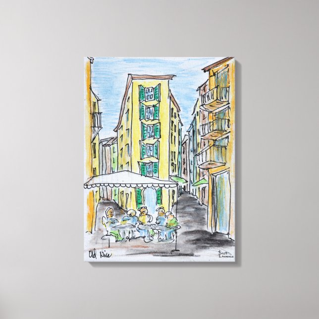 Lienzo Comedor al aire libre en Old Nice | Niza, Francia (Anverso)