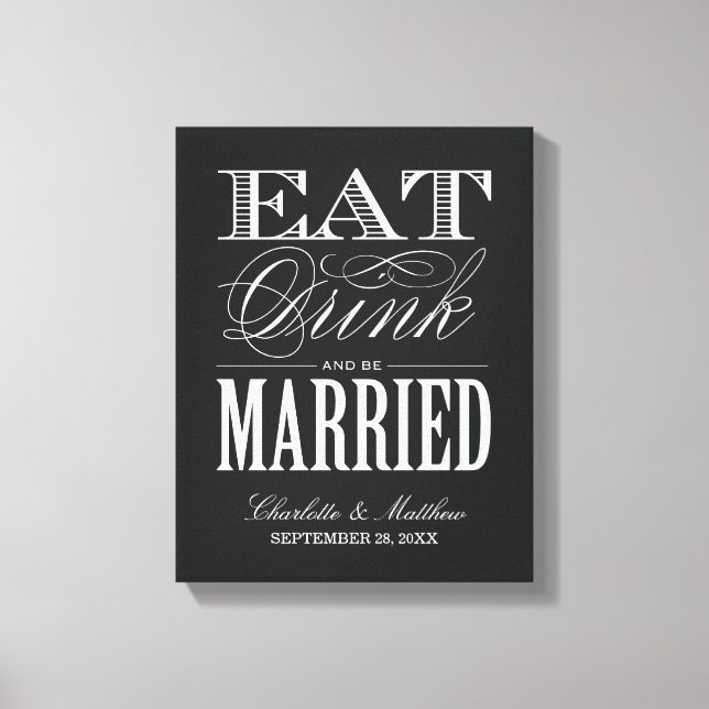 LIENZO COMER BEBIDA Y CASARSE | BODA CANVAS (Anverso)