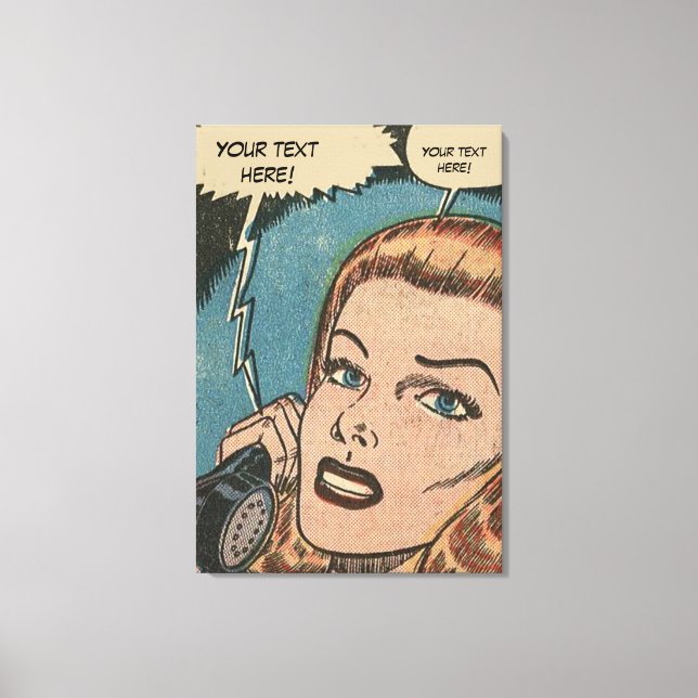 Lienzo Comic Roy Lichtenstein Estilo Redhead en el teléfo (Anverso)