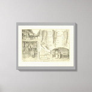 Lienzo Comida francesa del vintage, los cortes de la