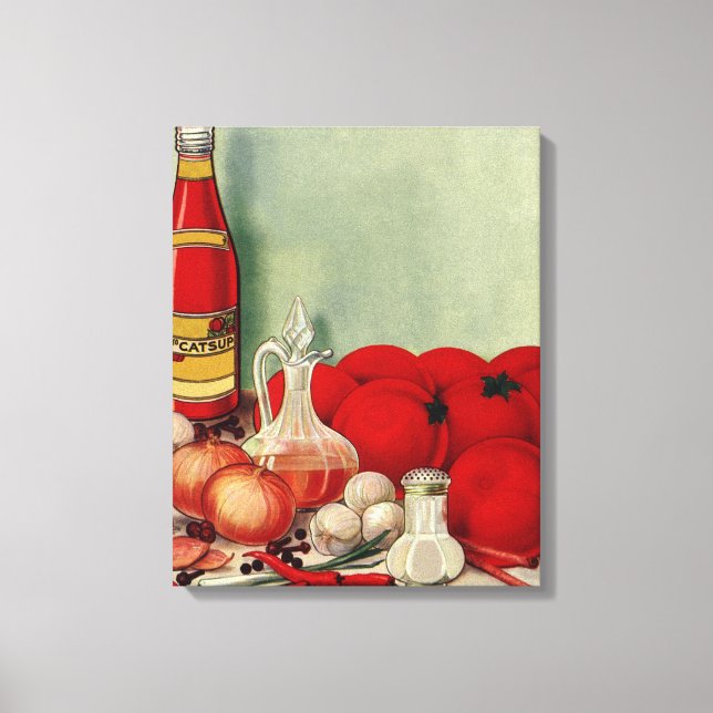 Lienzo Comida Italiana Vintage Tomate Cebolla Pimientos S (Anverso)