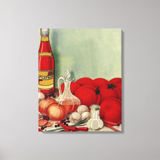 Lienzo Comida Italiana Vintage Tomate Cebolla Pimientos S (Anverso)