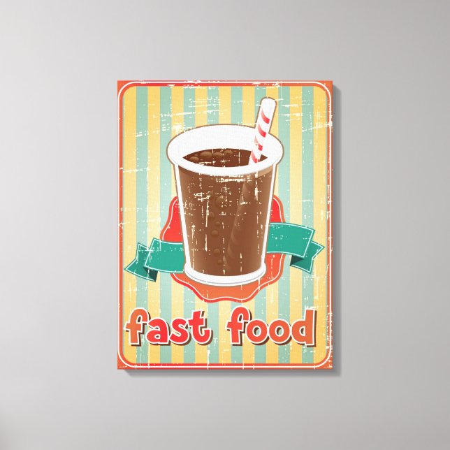 Lienzo Comida rápida con bebida estilo retro (Anverso)