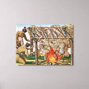 Lienzo Cómo asar a la parrilla animales, de 'Narratio