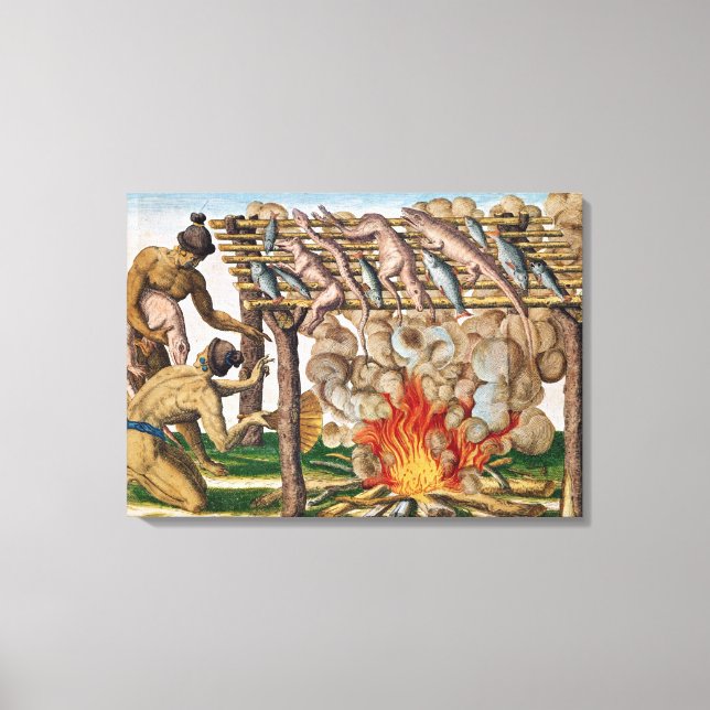 Lienzo Cómo asar animales, de 'Brevis Narratio' (Anverso)