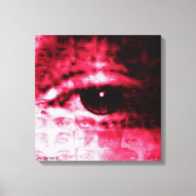 Lienzo "Cómo lo ve" de Aleta ~ Collage digital 18x18 (Anverso)