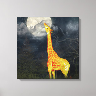 Lienzo ¿Cómo sabe la luna? Giraffe y Luna   Canvas