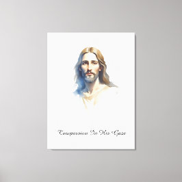 Lienzo Compasión en su mirada - Pintura al agua de Jesús