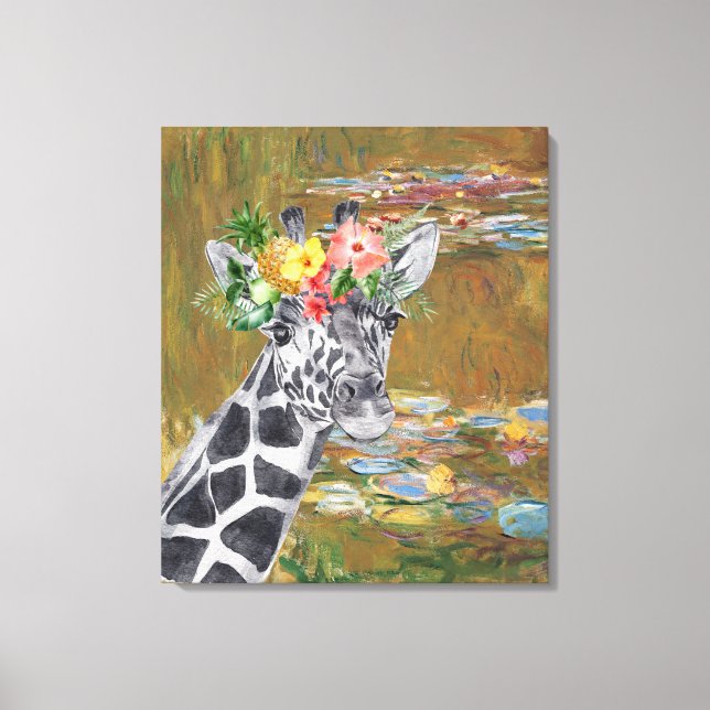 Lienzo Compilación de Monet Lily Pond y Giraffe (Anverso)