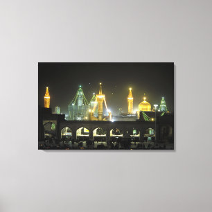 Lienzo Complejo del santuario del Imam Reza por la noche,