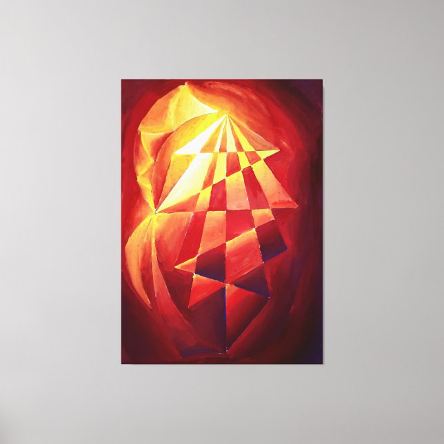 Lienzo Composición abstracta dinámica en rojo y amarillo (Anverso)