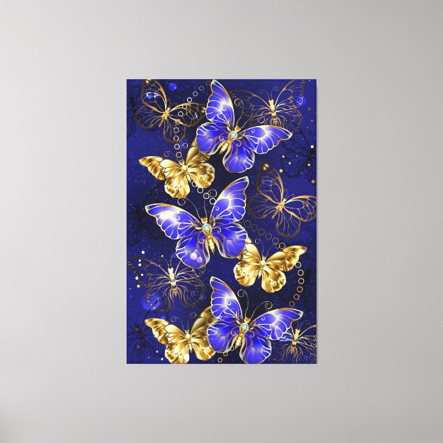 Lienzo Composición con mariposas de zafiro (Anverso)