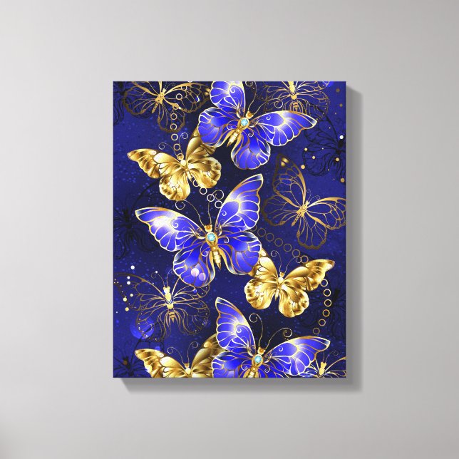 Lienzo Composición con mariposas de zafiro (Anverso)