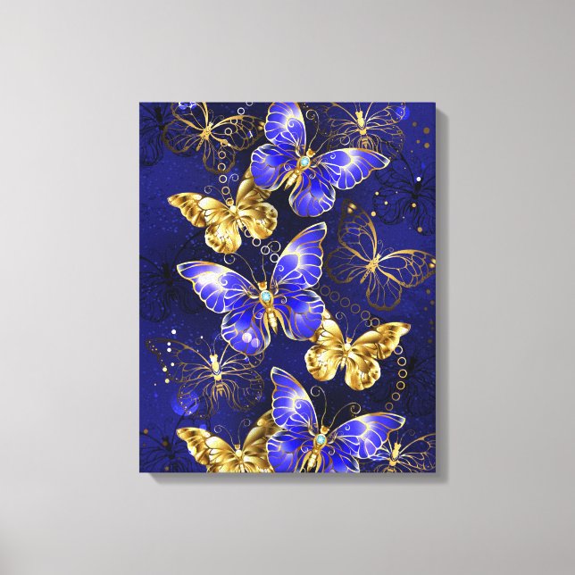 Lienzo Composición con mariposas de zafiro (Anverso)