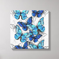 Composición de las mariposas blancas y azules
