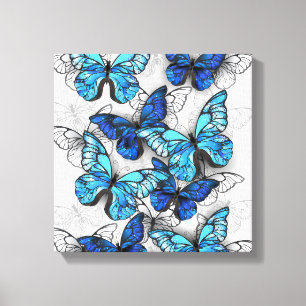 Lienzo Composición de las mariposas blancas y azules